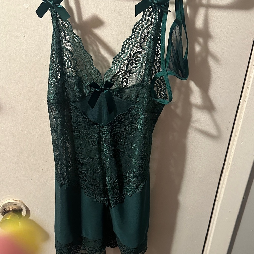 Lace Trim Slip Nightdress in Deep Teal